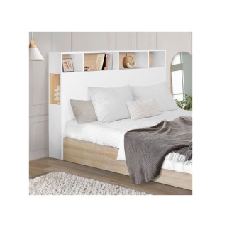 Ξύλινο Κεφαλάρι Κρεβατιού με 5 Ράφια και 1 Ντουλάπι 145 x 20 x 120 ...