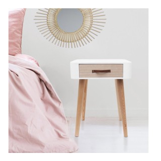 Ξύλινο Κομοδίνο με 1 Συρτάρι 35 x 35 x 48 cm Χρώματος Λευκό Home De... Ξύλινο Κομοδίνο με 1 Συρτάρι 35 x 35 x 48 cm Χρώματος Λευκό Home De...