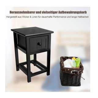 Ξύλινο Κομοδίνο με 1 Συρτάρι και 1 Ψάθινο Καλάθι 31 x 28 x 45 cm Co... Ξύλινο Κομοδίνο με 1 Συρτάρι και 1 Ψάθινο Καλάθι 31 x 28 x 45 cm Co...