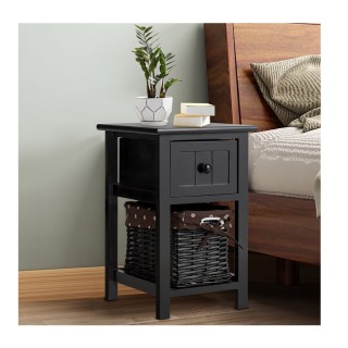 Ξύλινο Κομοδίνο με 1 Συρτάρι και 1 Ψάθινο Καλάθι 31 x 28 x 45 cm Co... Ξύλινο Κομοδίνο με 1 Συρτάρι και 1 Ψάθινο Καλάθι 31 x 28 x 45 cm Co...