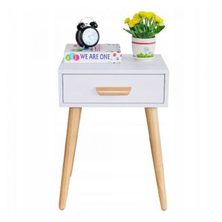 Ξύλινο Κομοδίνο με 1 Συρτάρι 46 x 36 x 58 cm Χρώματος Λευκό ModernH... Ξύλινο Κομοδίνο με 1 Συρτάρι 46 x 36 x 58 cm Χρώματος Λευκό ModernH...