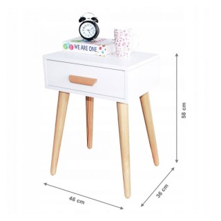 Ξύλινο Κομοδίνο με 1 Συρτάρι 46 x 36 x 58 cm Χρώματος Λευκό ModernH... Ξύλινο Κομοδίνο με 1 Συρτάρι 46 x 36 x 58 cm Χρώματος Λευκό ModernH...