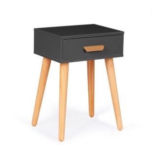 Ξύλινο Κομοδίνο με 1 Συρτάρι 46 x 36 x 58 cm Χρώματος Γκρι ModernHo...