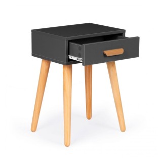 Ξύλινο Κομοδίνο με 1 Συρτάρι 46 x 36 x 58 cm Χρώματος Γκρι ModernHo...