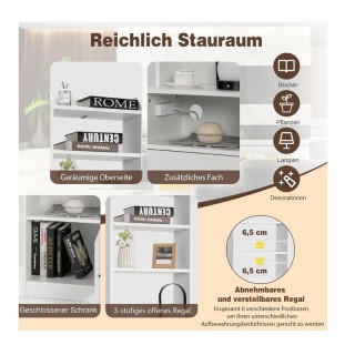 Ξύλινο Κομοδίνο με Ντουλάπι 4 Ράφια και Σταθμό Φόρτισης 45 x 36 x 1... Ξύλινο Κομοδίνο με Ντουλάπι 4 Ράφια και Σταθμό Φόρτισης 45 x 36 x 1...