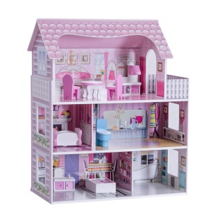 Ξύλινο Κουκλόσπιτο 3 Ορόφων με Αξεσουάρ 61 x 26.5 x 71 cm Costway H... Ξύλινο Κουκλόσπιτο 3 Ορόφων με Αξεσουάρ 61 x 26.5 x 71 cm Costway H...