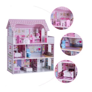 Ξύλινο Κουκλόσπιτο 3 Ορόφων με Αξεσουάρ 61 x 26.5 x 71 cm Costway H... Ξύλινο Κουκλόσπιτο 3 Ορόφων με Αξεσουάρ 61 x 26.5 x 71 cm Costway H...