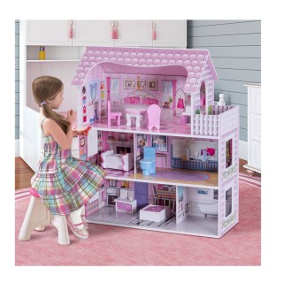 Ξύλινο Κουκλόσπιτο 3 Ορόφων με Αξεσουάρ 61 x 26.5 x 71 cm Costway H... Ξύλινο Κουκλόσπιτο 3 Ορόφων με Αξεσουάρ 61 x 26.5 x 71 cm Costway H...
