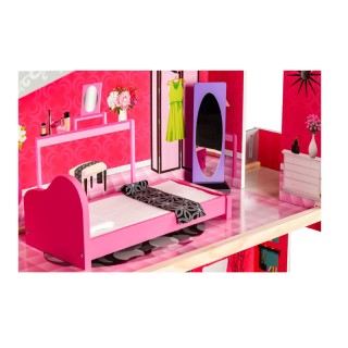 Ξύλινο Κουκλόσπιτο με 3 Ορόφους και Αξεσουάρ 87 x 32 x 114 cm Ecoto...