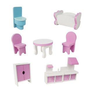 Ξύλινο Κουκλόσπιτο με 3 Ορόφους και Αξεσουάρ 60 x 24 x 70 cm Hoppli...