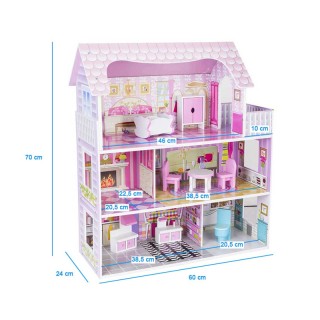 Ξύλινο Κουκλόσπιτο με 3 Ορόφους και Αξεσουάρ 60 x 24 x 70 cm Hoppli... Ξύλινο Κουκλόσπιτο με 3 Ορόφους και Αξεσουάρ 60 x 24 x 70 cm Hoppli...