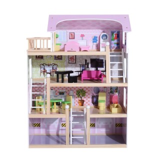 Ξύλινο Κουκλόσπιτο με 4 Ορόφους και Αξεσουάρ 60 x 30 x 80 cm HOMCOM... Ξύλινο Κουκλόσπιτο με 4 Ορόφους και Αξεσουάρ 60 x 30 x 80 cm HOMCOM...