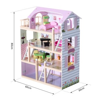 Ξύλινο Κουκλόσπιτο με 4 Ορόφους και Αξεσουάρ 60 x 30 x 80 cm HOMCOM... Ξύλινο Κουκλόσπιτο με 4 Ορόφους και Αξεσουάρ 60 x 30 x 80 cm HOMCOM...