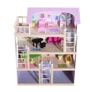 Ξύλινο Κουκλόσπιτο με 4 Ορόφους και Αξεσουάρ 60 x 30 x 80 cm HOMCOM...