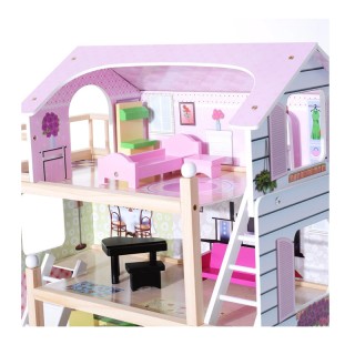 Ξύλινο Κουκλόσπιτο με 4 Ορόφους και Αξεσουάρ 60 x 30 x 80 cm HOMCOM...