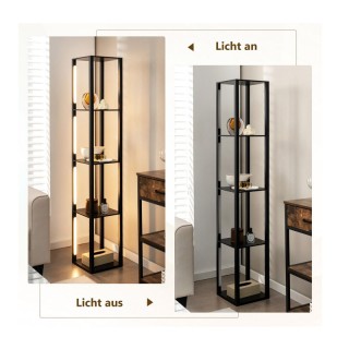 Ξύλινο LED Φωτιστικό Δαπέδου με 4 Ράφια 3000K 24 W Costway EU10063D...