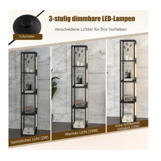 Ξύλινο LED Φωτιστικό Δαπέδου με 4 Ράφια 3000K 24 W Costway EU10063D...