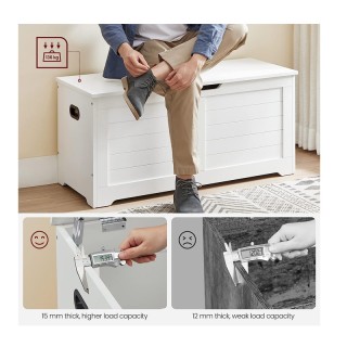 Ξύλινο Μπαούλο Αποθήκευσης 40 x 100 x 46 cm Χρώματος Λευκό VASAGLE ... Ξύλινο Μπαούλο Αποθήκευσης 40 x 100 x 46 cm Χρώματος Λευκό VASAGLE ...