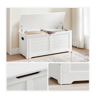 Ξύλινο Μπαούλο Αποθήκευσης 40 x 100 x 46 cm Χρώματος Λευκό VASAGLE ... Ξύλινο Μπαούλο Αποθήκευσης 40 x 100 x 46 cm Χρώματος Λευκό VASAGLE ...