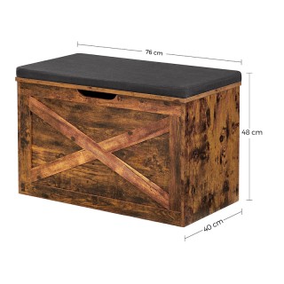 Ξύλινο Μπαούλο Αποθήκευσης με Κάθισμα 76 x 40 x 48 cm VASAGLE LHS05... Ξύλινο Μπαούλο Αποθήκευσης με Κάθισμα 76 x 40 x 48 cm VASAGLE LHS05...