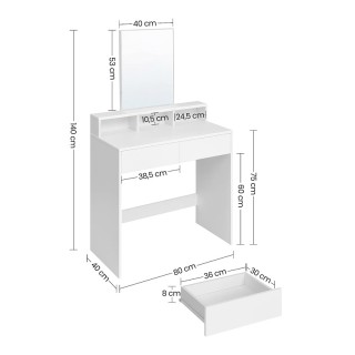 Ξύλινο Μπουντουάρ με Καθρέπτη 80 x 40 x 140 cm VASAGLE RDT113W01 Ξύλινο Μπουντουάρ με Καθρέπτη 80 x 40 x 140 cm VASAGLE RDT113W01