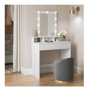 Ξύλινο Μπουντουάρ με Καθρέπτη και Φωτισμό 80 x 40 x 145 cm VASAGLE ...