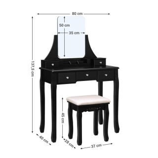 Ξύλινο Μπουντουάρ Με Καθρέπτη και Σκαμπό 80 x 40 x 137.5 cm VASAGLE... Ξύλινο Μπουντουάρ Με Καθρέπτη και Σκαμπό 80 x 40 x 137.5 cm VASAGLE...