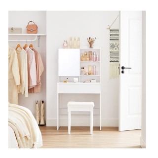 Ξύλινο Μπουντουάρ με Καθρέπτη 70 x 40 x 136 cm VASAGLE RDT118W01 Ξύλινο Μπουντουάρ με Καθρέπτη 70 x 40 x 136 cm VASAGLE RDT118W01