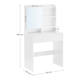 Ξύλινο Μπουντουάρ με Καθρέπτη 70 x 40 x 136 cm VASAGLE RDT118W01 Ξύλινο Μπουντουάρ με Καθρέπτη 70 x 40 x 136 cm VASAGLE RDT118W01