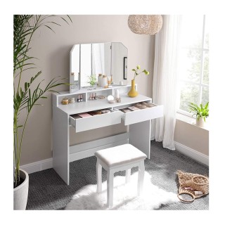 Ξύλινο Μπουντουάρ με Πτυσσόμενο Καθρέπτη 100 x 40 x 142 cm VASAGLE ...