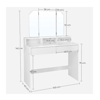 Ξύλινο Μπουντουάρ με Πτυσσόμενο Καθρέπτη 100 x 40 x 142 cm VASAGLE ...