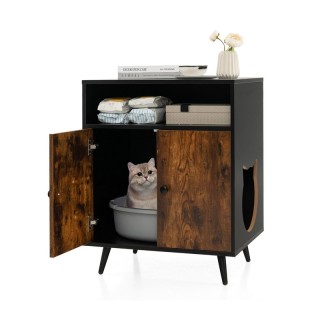 Ξύλινο Ντουλάπι για Αμμολεκάνη Γάτας με 2 Πόρτες 60 x 45 x 75 cm Co... Ξύλινο Ντουλάπι για Αμμολεκάνη Γάτας με 2 Πόρτες 60 x 45 x 75 cm Co...