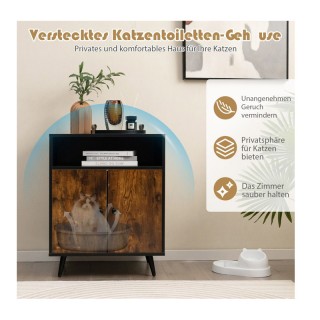 Ξύλινο Ντουλάπι για Αμμολεκάνη Γάτας με 2 Πόρτες 60 x 45 x 75 cm Co... Ξύλινο Ντουλάπι για Αμμολεκάνη Γάτας με 2 Πόρτες 60 x 45 x 75 cm Co...