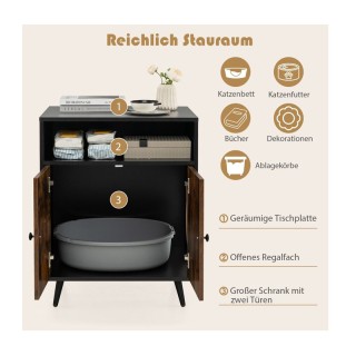 Ξύλινο Ντουλάπι για Αμμολεκάνη Γάτας με 2 Πόρτες 60 x 45 x 75 cm Co... Ξύλινο Ντουλάπι για Αμμολεκάνη Γάτας με 2 Πόρτες 60 x 45 x 75 cm Co...