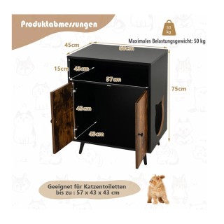 Ξύλινο Ντουλάπι για Αμμολεκάνη Γάτας με 2 Πόρτες 60 x 45 x 75 cm Co... Ξύλινο Ντουλάπι για Αμμολεκάνη Γάτας με 2 Πόρτες 60 x 45 x 75 cm Co...