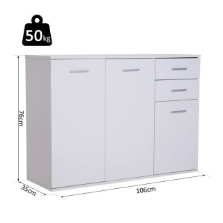 Ξύλινο Ντουλάπι με 3 Πόρτες και 2 Συρτάρια 106 x 35 x 76 cm HOMCOM ...