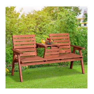 Ξύλινο Παγκάκι Κήπου με Πτυσσόμενο Τραπεζάκι 160 x 70 x 85 cm Outsu...