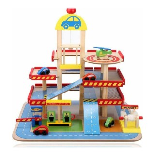 Ξύλινο Παιδικό Γκαράζ 3 Επιπέδων με Πάρκινγκ Ασανσέρ και 5 Οχήματα ... Ξύλινο Παιδικό Γκαράζ 3 Επιπέδων με Πάρκινγκ Ασανσέρ και 5 Οχήματα ...