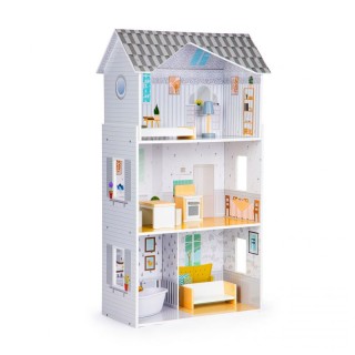 Ξύλινο Παιδικό Κουκλόσπιτο 3 Ορόφων με 9 Έπιπλα 50 x 27.5 x 96 cm G...