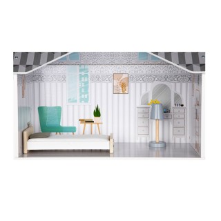 Ξύλινο Παιδικό Κουκλόσπιτο 3 Ορόφων με 9 Έπιπλα 50 x 27.5 x 96 cm G...