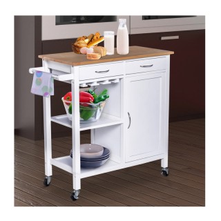 Ξύλινο Πολυλειτουργικό Τρόλεϊ Κουζίνας 88.5 x 40 x 86 cm HOMCOM 801... Ξύλινο Πολυλειτουργικό Τρόλεϊ Κουζίνας 88.5 x 40 x 86 cm HOMCOM 801...