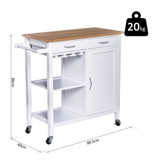 Ξύλινο Πολυλειτουργικό Τρόλεϊ Κουζίνας 88.5 x 40 x 86 cm HOMCOM 801... Ξύλινο Πολυλειτουργικό Τρόλεϊ Κουζίνας 88.5 x 40 x 86 cm HOMCOM 801...