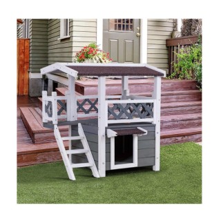 Ξύλινο Σπιτάκι για Κατοικίδια με 2 Επίπεδα Hoppline HOP1001125 Ξύλινο Σπιτάκι για Κατοικίδια με 2 Επίπεδα Hoppline HOP1001125