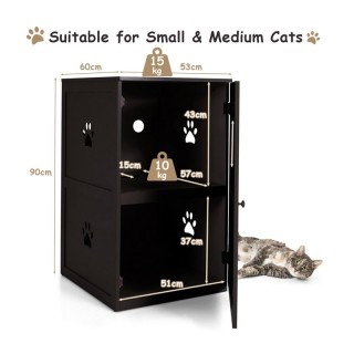 Ξύλινο Ντουλάπι 2 Επιπέδων για Αμμολεκάνη Γάτας 60 x 53 x 90 cm Cos...