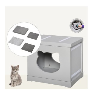 Ξύλινο Σπίτι Γάτας 41 x 30 x 36 cm Χρώματος Γκρι PawHut D30-334GY Ξύλινο Σπίτι Γάτας 41 x 30 x 36 cm Χρώματος Γκρι PawHut D30-334GY