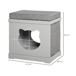 Ξύλινο Σπίτι Γάτας 41 x 30 x 36 cm Χρώματος Γκρι PawHut D30-334GY Ξύλινο Σπίτι Γάτας 41 x 30 x 36 cm Χρώματος Γκρι PawHut D30-334GY