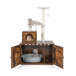 Ξύλινο Ντουλάπι για Αμμολεκάνη Γάτας με Στύλο Γρατζουνίσματος Νυχιώ... Ξύλινο Ντουλάπι για Αμμολεκάνη Γάτας με Στύλο Γρατζουνίσματος Νυχιώ...