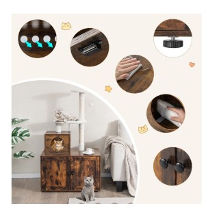 Ξύλινο Ντουλάπι για Αμμολεκάνη Γάτας με Στύλο Γρατζουνίσματος Νυχιώ... Ξύλινο Ντουλάπι για Αμμολεκάνη Γάτας με Στύλο Γρατζουνίσματος Νυχιώ...