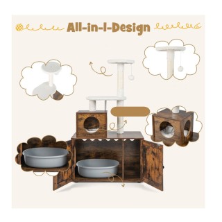 Ξύλινο Ντουλάπι για Αμμολεκάνη Γάτας με Στύλο Γρατζουνίσματος Νυχιώ... Ξύλινο Ντουλάπι για Αμμολεκάνη Γάτας με Στύλο Γρατζουνίσματος Νυχιώ...