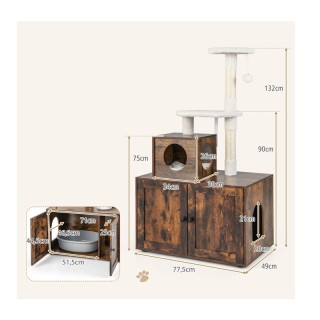 Ξύλινο Ντουλάπι για Αμμολεκάνη Γάτας με Στύλο Γρατζουνίσματος Νυχιώ... Ξύλινο Ντουλάπι για Αμμολεκάνη Γάτας με Στύλο Γρατζουνίσματος Νυχιώ...